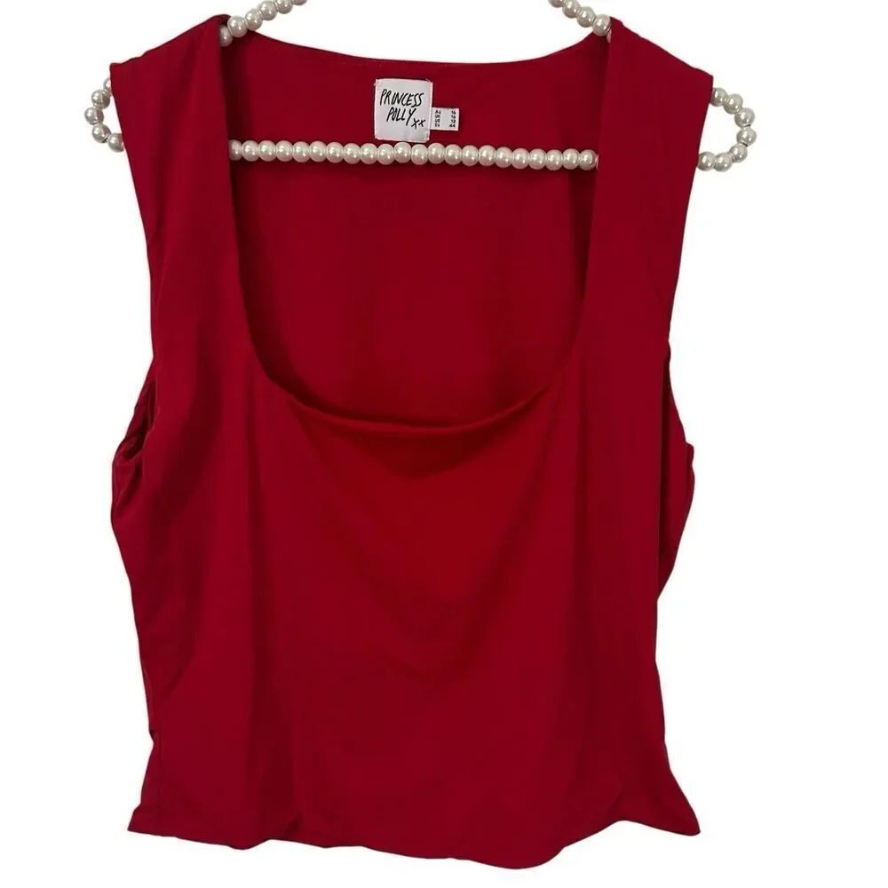 Princess Polly Women's Red Back In Time Crop Top Size 12 Y2K College 90s Party